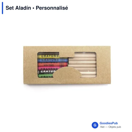 Set Aladín personnalisable : crayons de couleur avec logo - Image 2