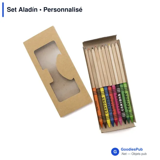 Set Aladín personnalisable : crayons de couleur avec logo - Image 3
