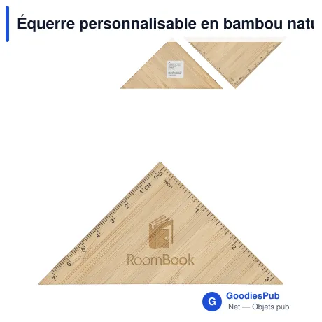 Équerre personnalisable en bambou naturel avec logo - Géométrie bambou