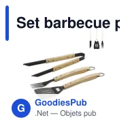 Set barbecue personnalisable manche en bois avec logo - Acier inoxydable - Miniature 1