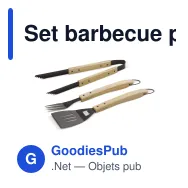 Set barbecue personnalisable manche en bois avec logo - Acier inoxydable - Miniature 2