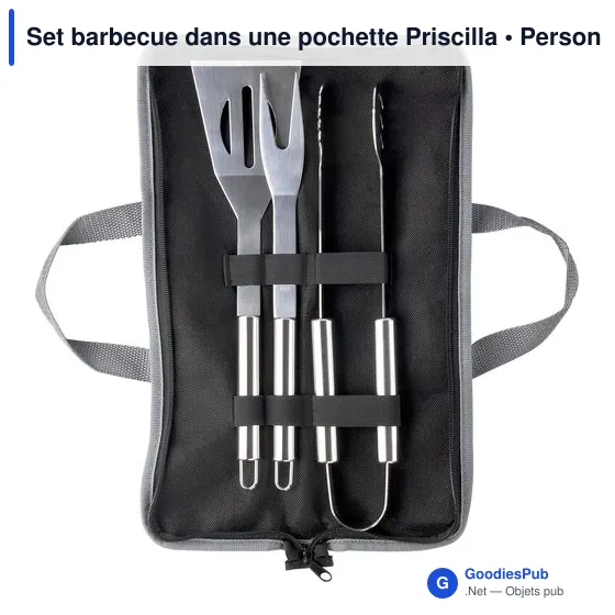 Set barbecue personnalisable dans une pochette Priscilla avec logo - Image 2