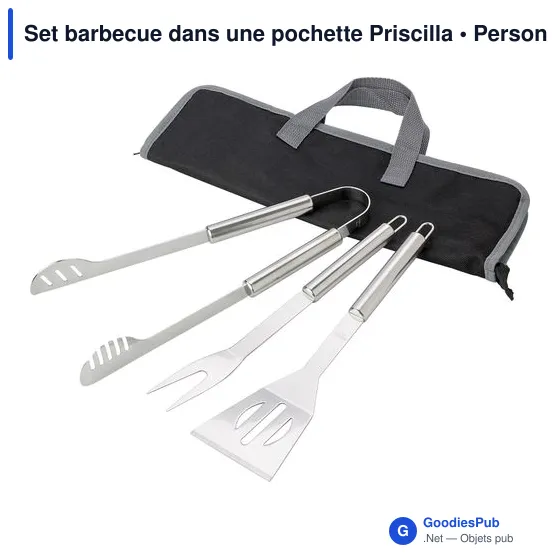 Set barbecue personnalisable dans une pochette Priscilla avec logo - Image 3
