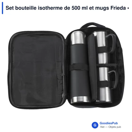 Set isotherme personnalisable avec bouteille et mugs - Friedaavec logo - Image 4
