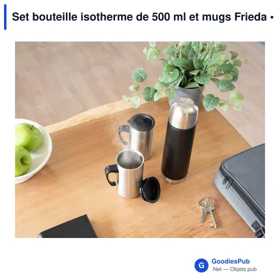 Set isotherme personnalisable avec bouteille et mugs - Friedaavec logo - Image 5
