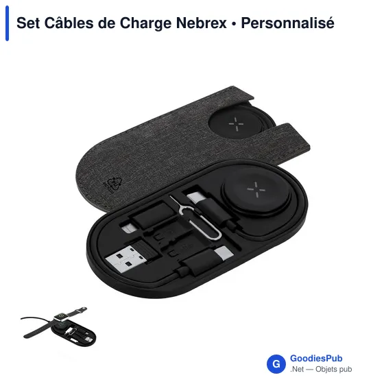 Set de Câbles de Charge Personnalisable Nebrex avec Logo - Image 1