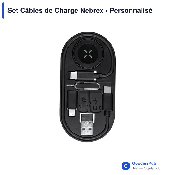 Set de Câbles de Charge Personnalisable Nebrex avec Logo - Image 2