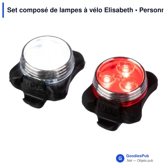 Lampes à vélo personnalisables avec logo - Set Elisabeth - Image 2