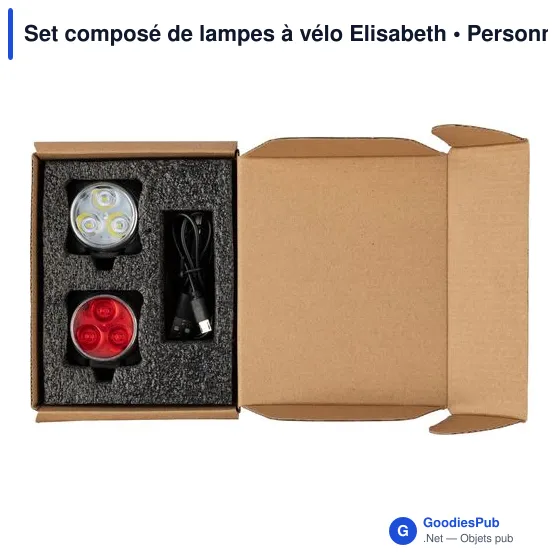 Lampes à vélo personnalisables avec logo - Set Elisabeth - Image 4