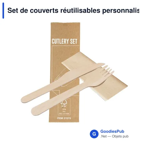Set de couverts réutilisables personnalisable avec logo - Kumix