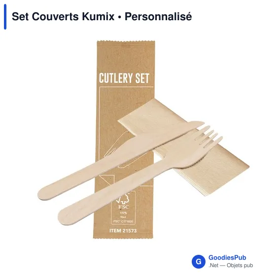 Set de couverts réutilisables personnalisable avec logo - Kumix - Image 1