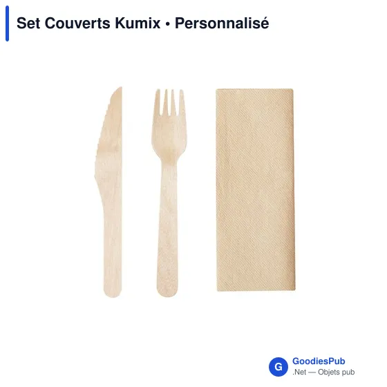 Set de couverts réutilisables personnalisable avec logo - Kumix - Image 2