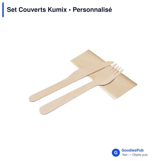 Set de couverts réutilisables personnalisable avec logo - Kumix - Image 3