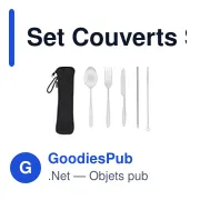 Ensemble de couverts personnalisable en acier inoxydable - Set Couvertsavec logo - Miniature 2