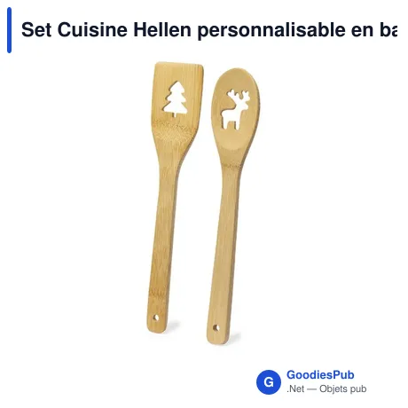 Set Cuisine Hellen personnalisable en bambou avec logo