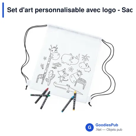 Set d'art personnalisable avec logo - Sac à cordon Rosemary