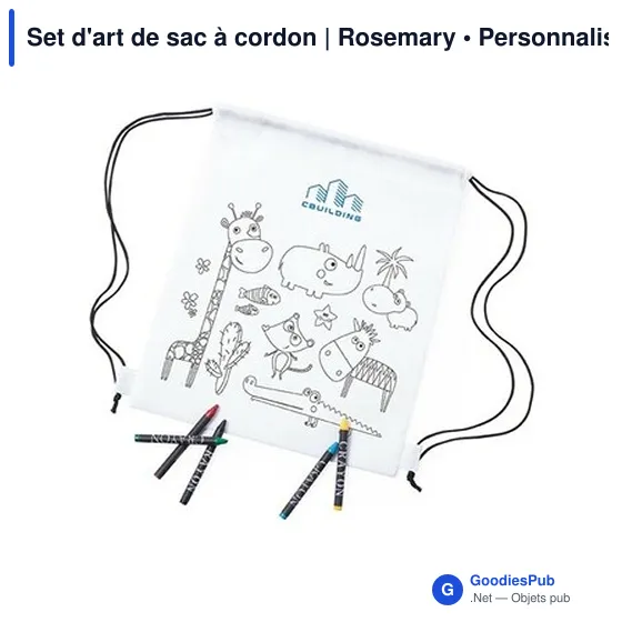 Set d'art personnalisable avec logo - Sac à cordon Rosemary - Image 6