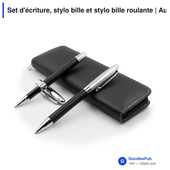 Set d'écriture personnalisable avec logo - Stylo bille et roller Aurevin - Image 1