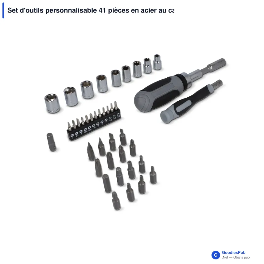 Set d'outils personnalisable 41 pièces en acier au carbone avec logo - Gris - Image 2