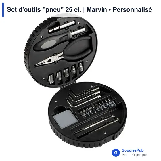 Set d'outils personnalisable en forme de pneu 25 pièces - Marvinavec logo - Image 2