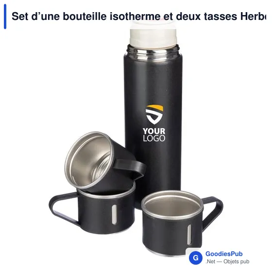 Set de bouteille isotherme et tasses personnalisables avec logo - Image 3