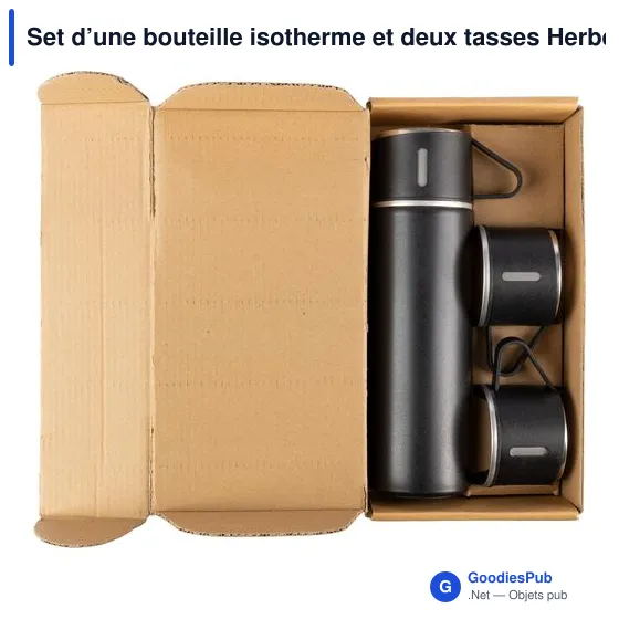 Set de bouteille isotherme et tasses personnalisables avec logo - Image 4
