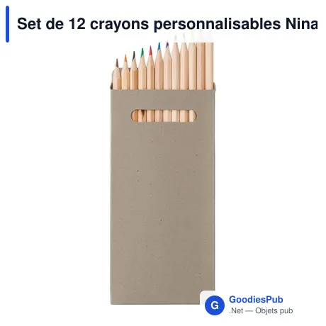 Set de 12 crayons personnalisables Nina avec logo