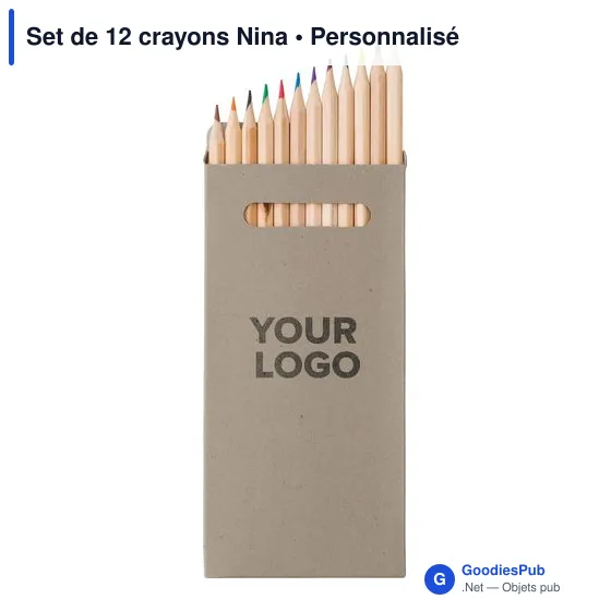 Set de 12 crayons personnalisables Nina avec logo - Image 3