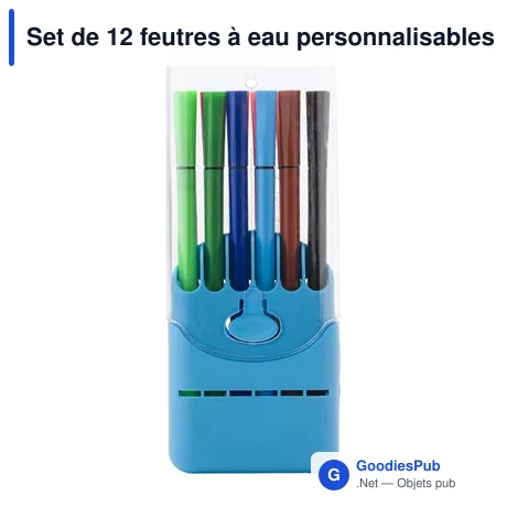 Set de 12 feutres à eau personnalisables avec logo - Evan
