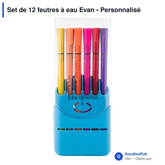 Set de 12 feutres à eau personnalisables avec logo - Evan - Image 2
