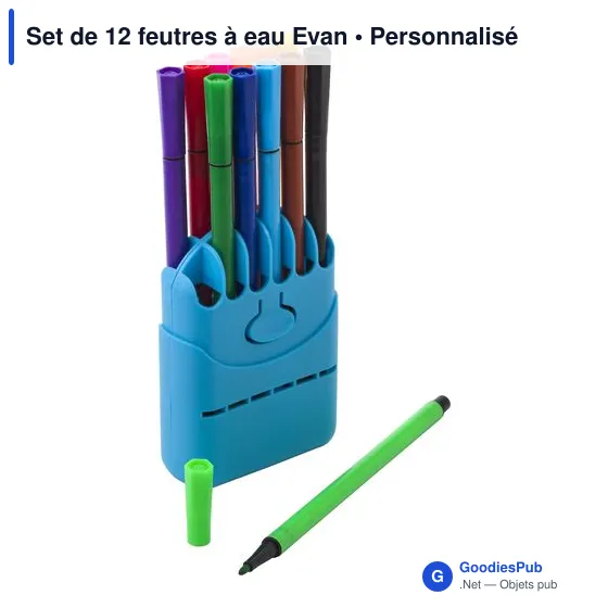 Set de 12 feutres à eau personnalisables avec logo - Evan - Image 3