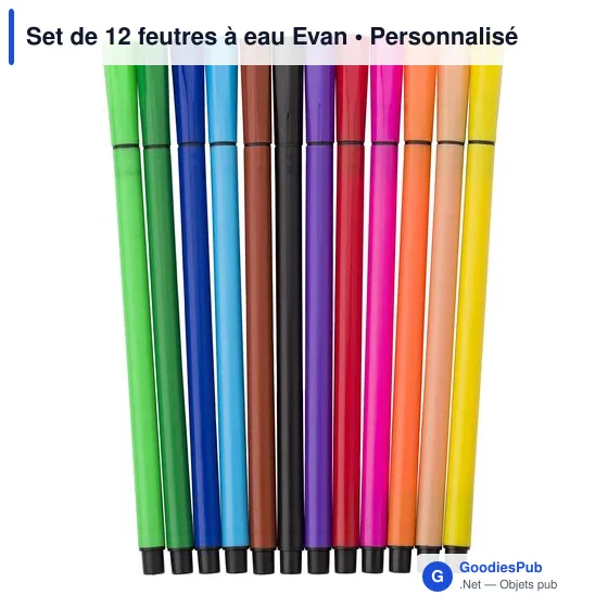 Set de 12 feutres à eau personnalisables avec logo - Evan - Image 4