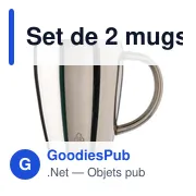 Mugs réutilisables personnalisables en acier inoxydable - Set de 2 Nayaavec logo - Miniature 1