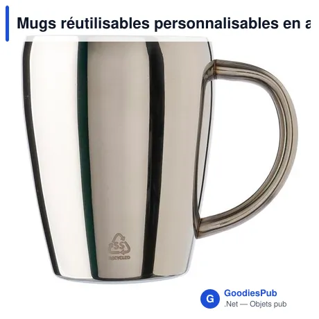 Mugs réutilisables personnalisables en acier inoxydable - Set de 2 Nayaavec logo