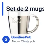 Mugs réutilisables personnalisables en acier inoxydable - Set de 2 Nayaavec logo - Miniature 3