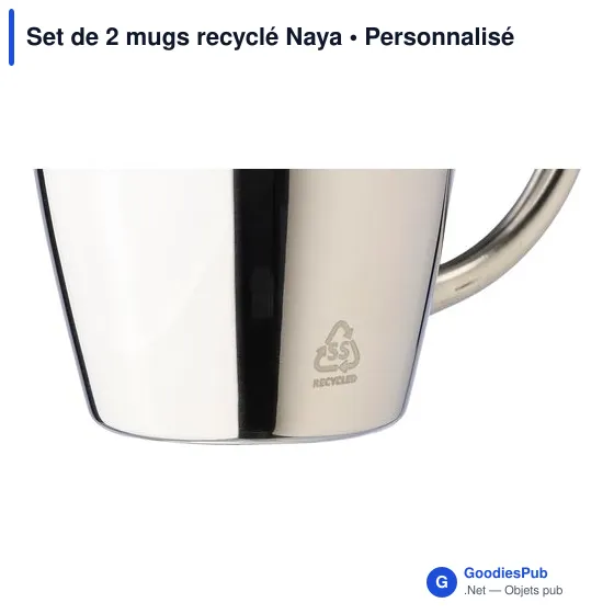 Mugs réutilisables personnalisables en acier inoxydable - Set de 2 Nayaavec logo - Image 4