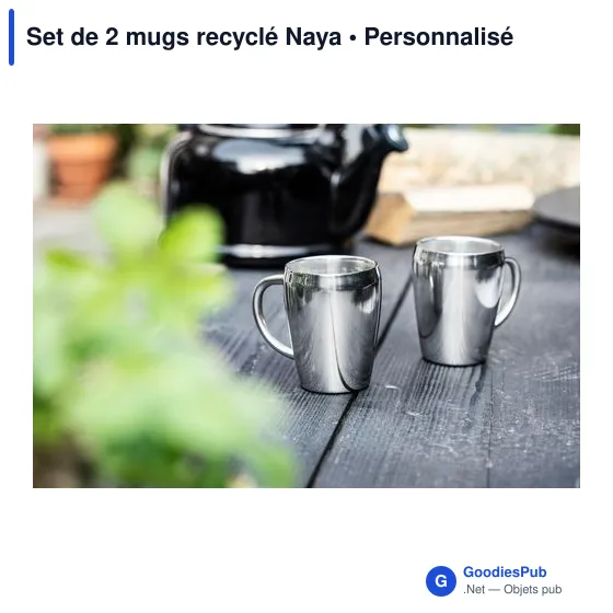 Mugs réutilisables personnalisables en acier inoxydable - Set de 2 Nayaavec logo - Image 5