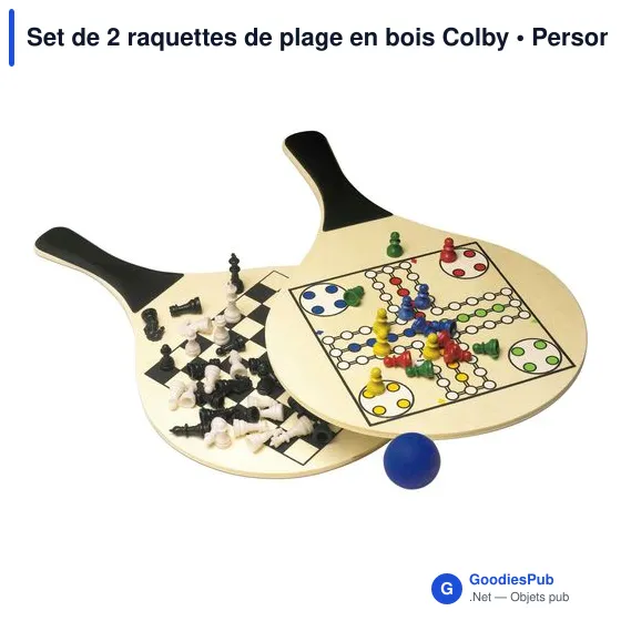 Set de 2 raquettes de plage personnalisables avec logo - Colby - Image 2