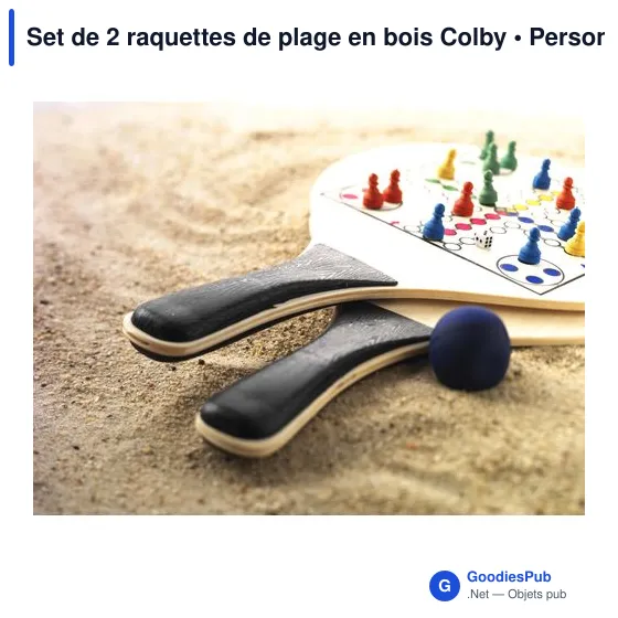 Set de 2 raquettes de plage personnalisables avec logo - Colby - Image 4