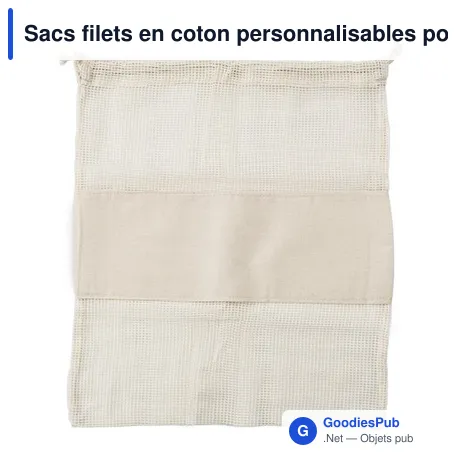 Sacs filets en coton personnalisables pour fruits et légumes - Adeleavec logo