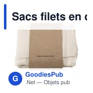 Sacs filets en coton personnalisables pour fruits et légumes - Adeleavec logo - Miniature 2