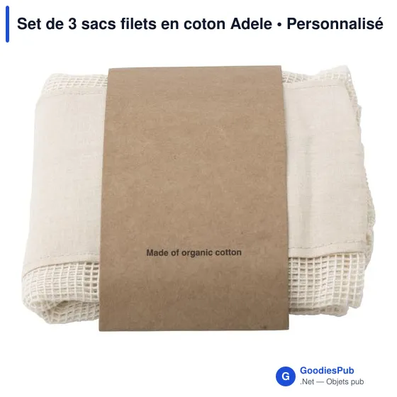 Sacs filets en coton personnalisables pour fruits et légumes - Adeleavec logo - Image 2