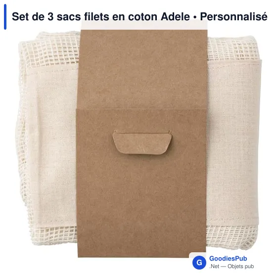 Sacs filets en coton personnalisables pour fruits et légumes - Adeleavec logo - Image 3