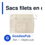 Sacs filets en coton personnalisables pour fruits et légumes - Adeleavec logo - Miniature 4