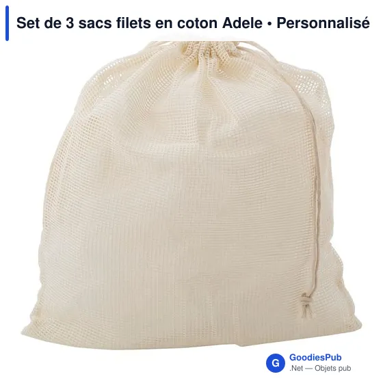 Sacs filets en coton personnalisables pour fruits et légumes - Adeleavec logo - Image 5