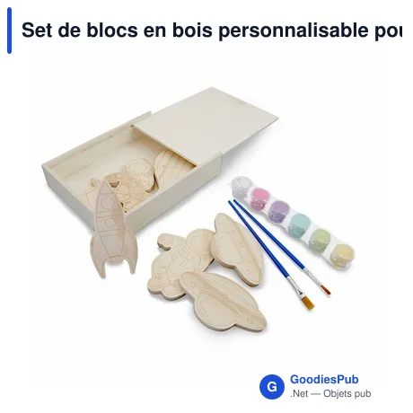 Set de blocs en bois personnalisable pour peinture avec logo | Priya