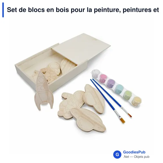 Set de blocs en bois personnalisable pour peinture avec logo | Priya - Image 1