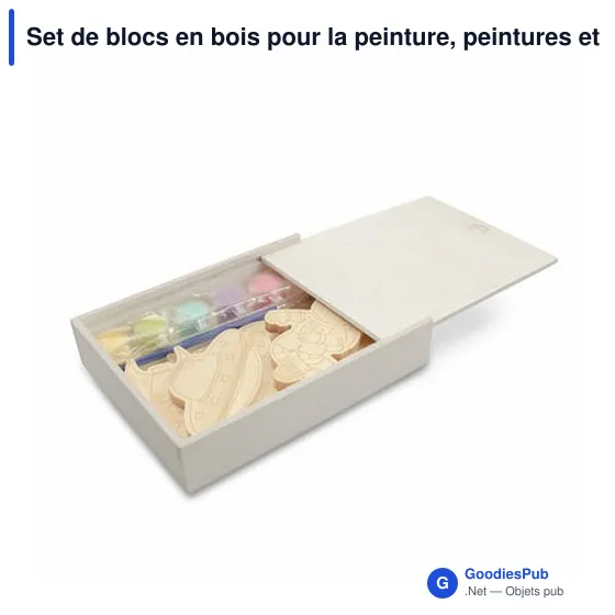 Set de blocs en bois personnalisable pour peinture avec logo | Priya - Image 3