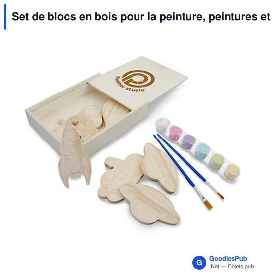 Set de blocs en bois personnalisable pour peinture avec logo | Priya - Image 6