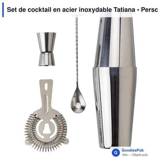 Set de cocktail personnalisable en acier inoxydable avec logo - Tatiana - Image 1